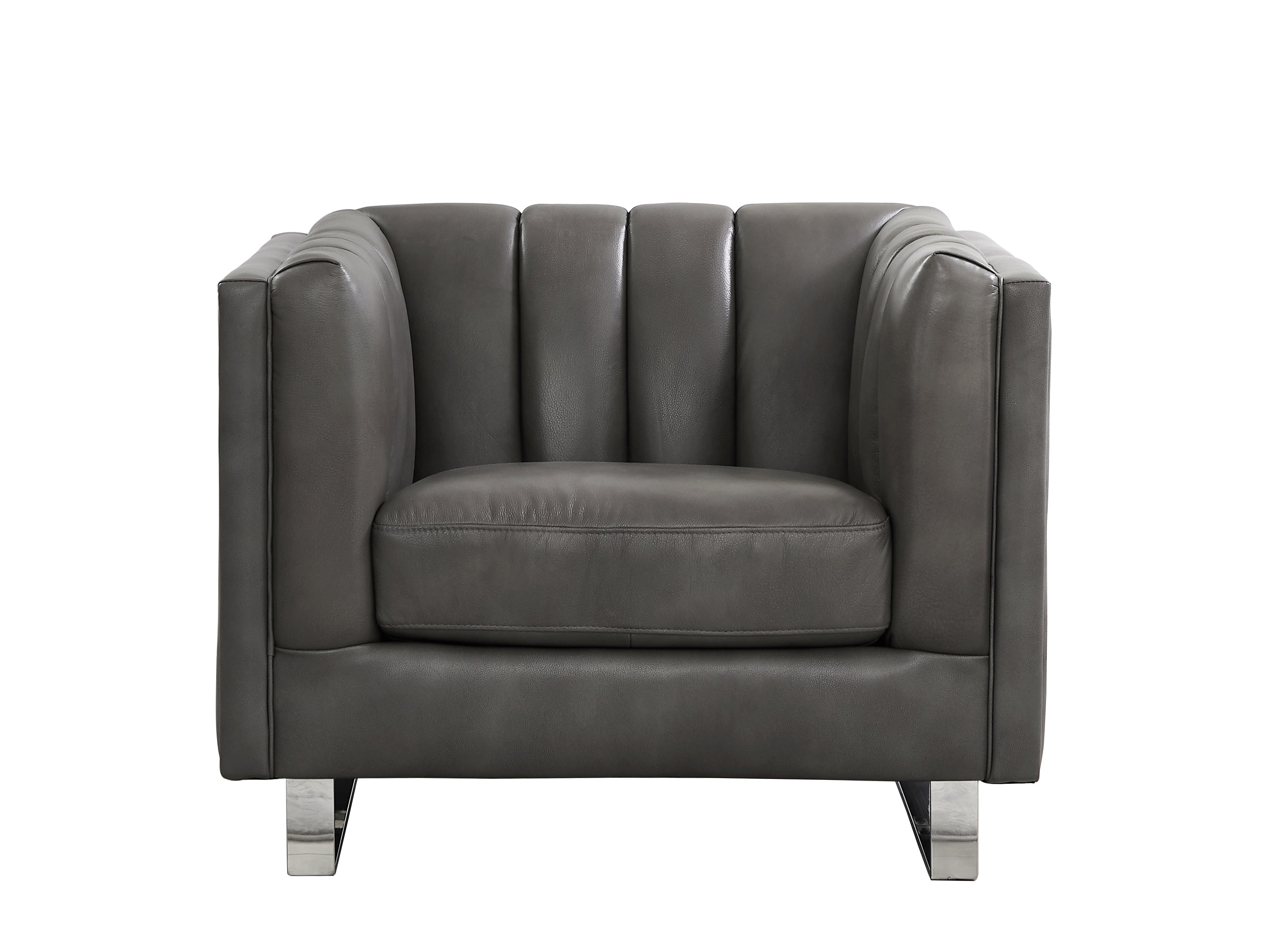 Portia Leather Sofa Collection, Chatham Gray